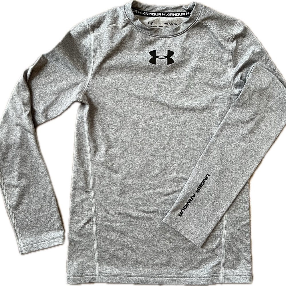 Under Armour Boys ColdGear Long Sleeve Shirt Grey Size Youth Medium